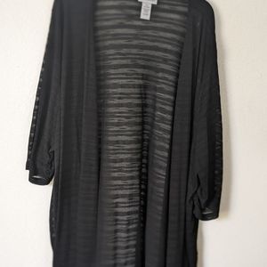 Catherines Black sheer 5x 34/36 cardigan 3/4 sleeve